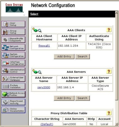 Cisco Secure ACS. Network Configuration.